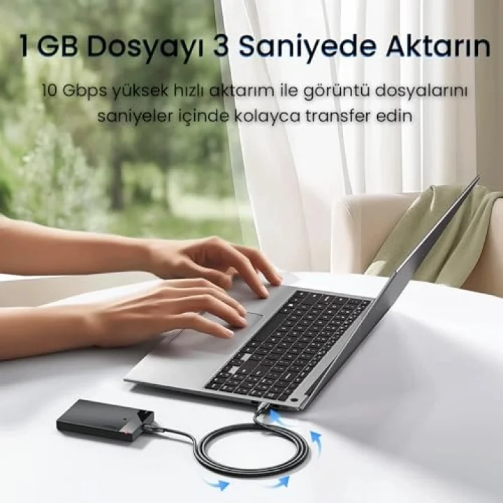 USB 3.0 to Type-C 60W 10Gbps Data ve Şarj Kablosu 50 CM