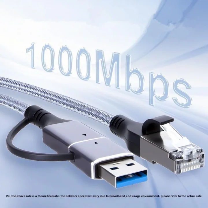 USB 3.0 & Type-C Gigabit Ethernet Adaptörü 1000 Mbps RJ45 Kablolu İnternet Dönüştürücü USB-A USB-C Uyumlu Laptop Tablet PC İçin Yüksek Hızlı Ağ Adaptörü | ZR1159