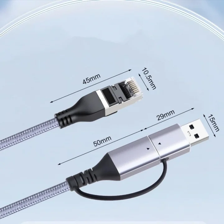 USB 3.0 & Type-C Gigabit Ethernet Adaptörü 1000 Mbps RJ45 Kablolu İnternet Dönüştürücü USB-A USB-C Uyumlu Laptop Tablet PC İçin Yüksek Hızlı Ağ Adaptörü | ZR1159