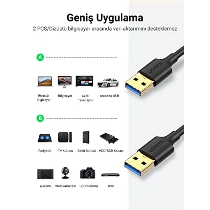 USB 3.0 USB to USB Data Kablosu, 1 Metre