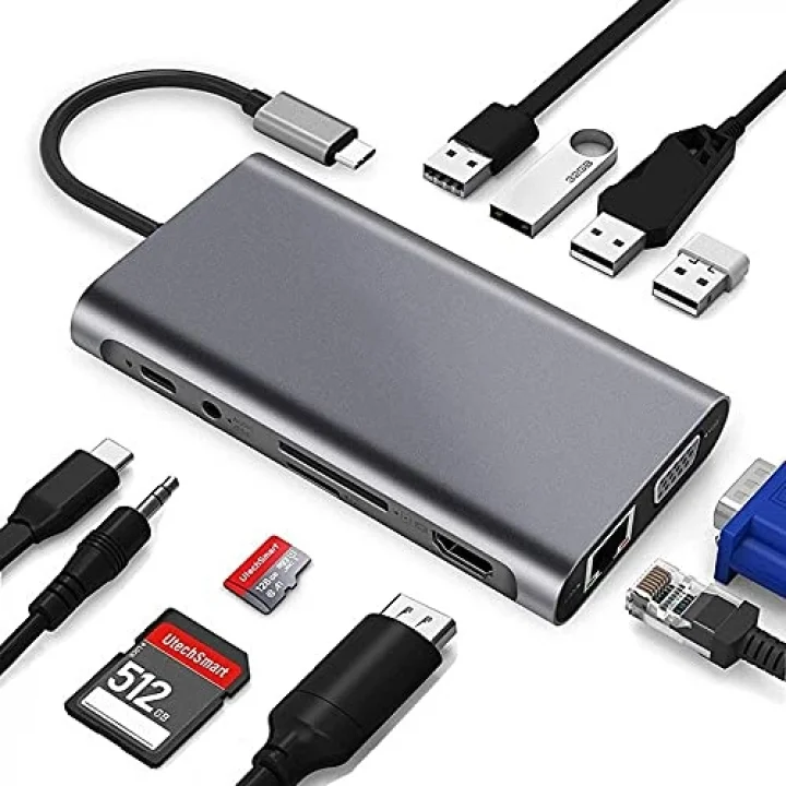USB 3.1 Type-C – 11in1 4xUSB 3.0+HDMI+VGA+USB 3.1 Type-C + RJ45 Ethernet+ SD/Micro Sd Kart Çevirici Adaptör CDG-CNV49