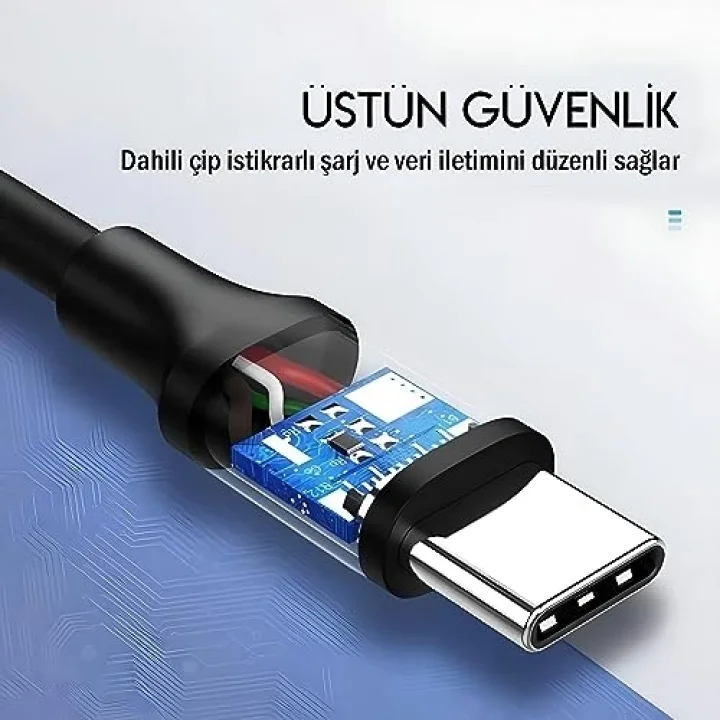 USB 3.1 Type-C 3A Hızlı Şarj ve Data Kablosu - Dayanıklı Tasarım, 5 Gbps Veri Aktarımı