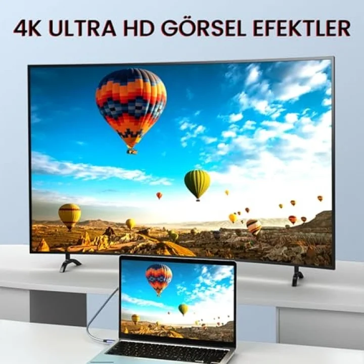 USB 3.1 Type-C PD 100W 5A 10Gbps 4K 60Hz Destekli Kablo 2 Metre