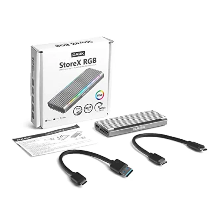 USB 3.2 Gen2 Type C - M.2 NVMe & SATA SSD RGB LEDLİ Disk Kutusu (DK-AC-DSEM5)