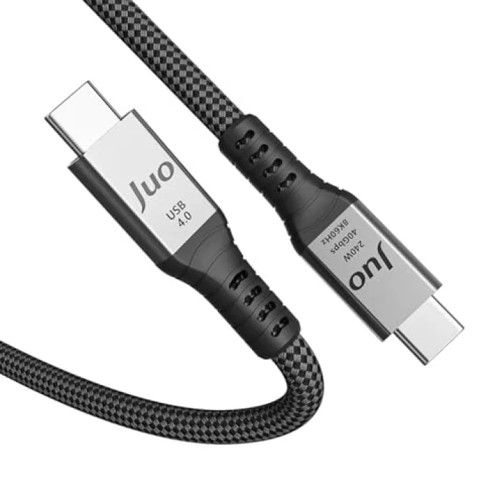 USB 4.0 240W 40Gbps Thunderbolt 4 8K 60Hz USB-C Görüntü Aktarım ve Type-C Hızlı Şarj ve Data Kablosu 1 Metre