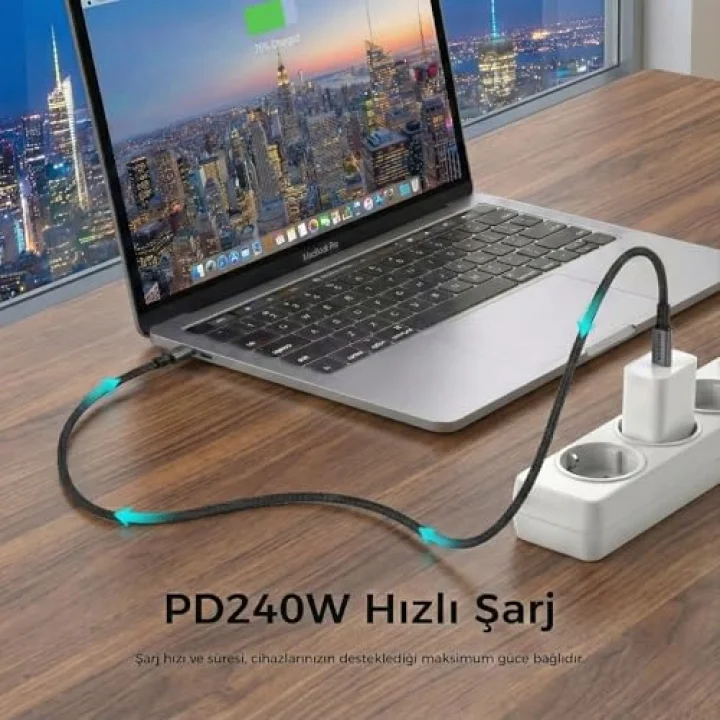 USB 4.0 40GBPS USB C Veri Kablosu, 240W USB C Şarj Kablosu, 8K@60hz 4K@240Hz 2K@360Hz Thunderbolt 4 Görüntü Kablosu, MacBook, Monitör, Docking İstasyonu, iPhone ile Uyumlu - 1 Metre