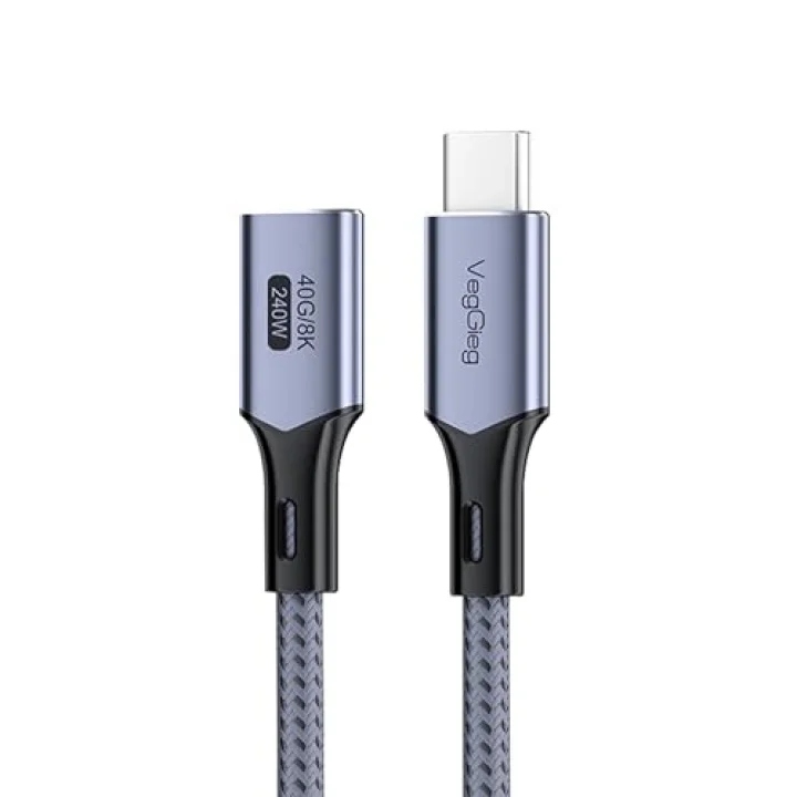USB 4.0 E-Mark 240W 40Gbps Thunderbolt 4 8K 60Hz Type-C Uzatma Kablosu 1 Metre