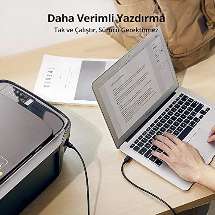 USB-A 3.0 & USB-B 3.0 Yazıcı Kablosu, 1 Metre, Siyah