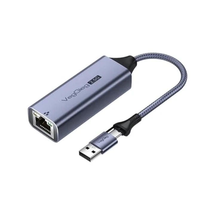 USB-A ve Type-C 2.5G Gigabit Ethernet Dönüştürücü Adaptör