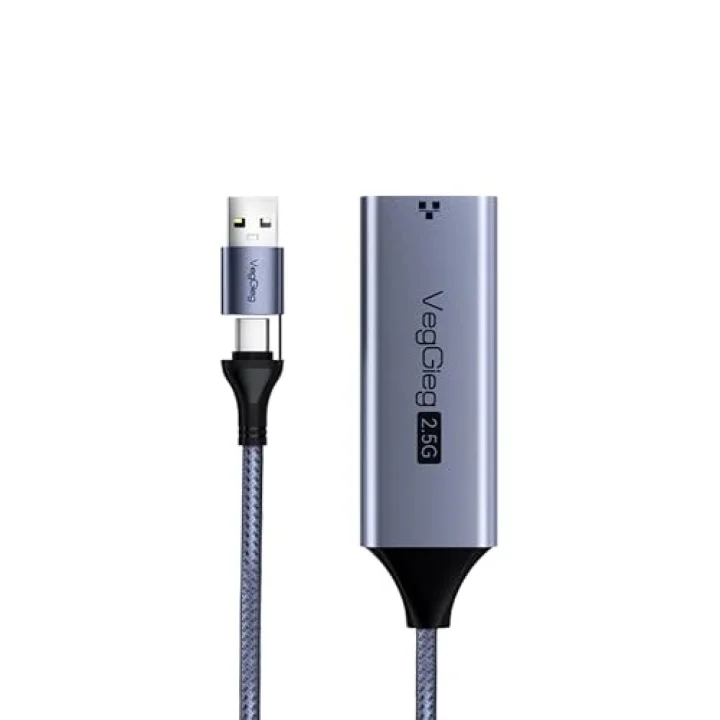 USB-A ve Type-C 2.5G Gigabit Ethernet Dönüştürücü Adaptör