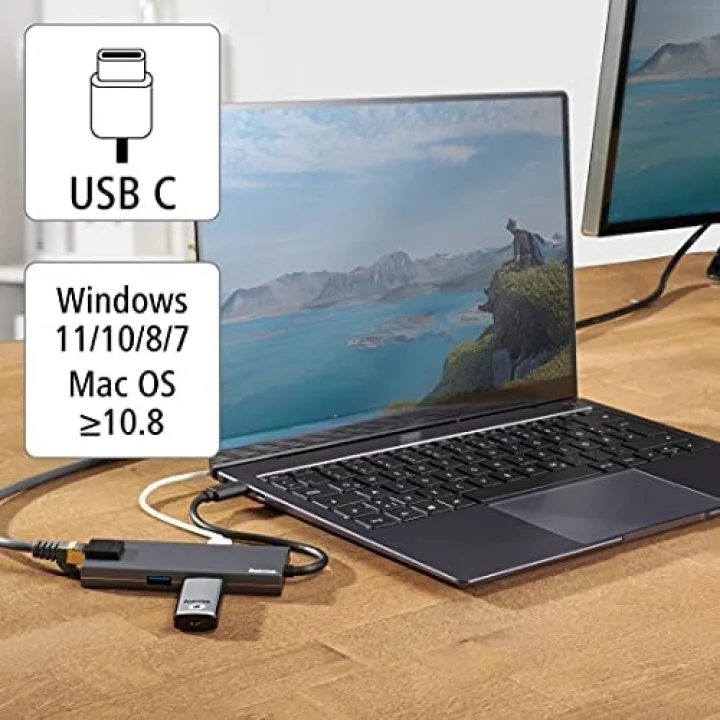 USB-C 3.1 Adaptör,2xUSB-A,1xUSB-C,1xHDMI,1xEtherne