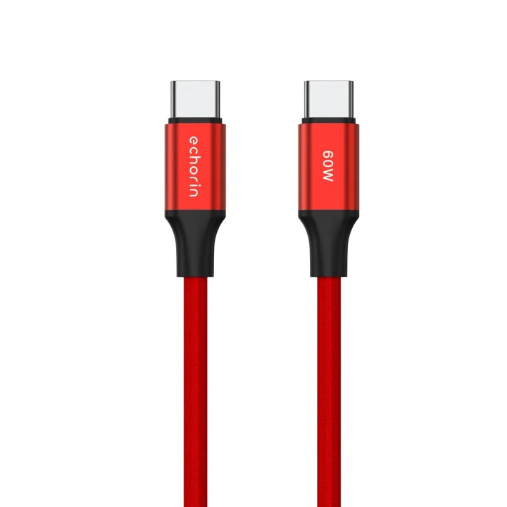 USB Cden USB Cye 60W, 2.4A, 1m, PD 2.0, Çift Kat Örgülü Hızlı Şarj ve Data Kablosu (Kırmızı, 1 metre)