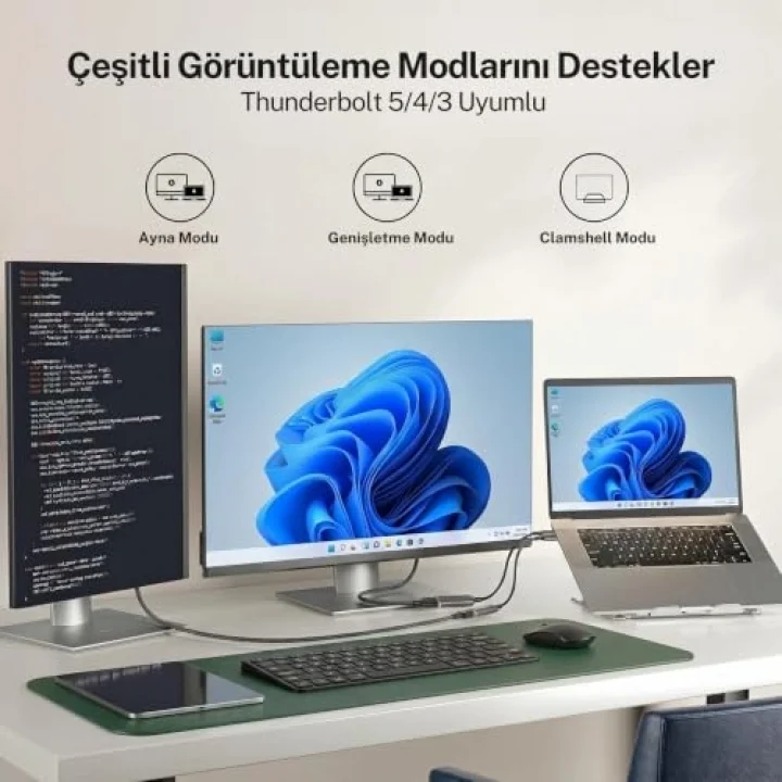 USB C DisplayPort Adaptörü 8K@60Hz 4K@240Hz 2K@360Hz, Thunderbolt 3/4/5 Uyumlu, Type C DP Adaptörü, iPhone 15 16 17 Serisi, MacBook iPad Pro Air, iMac, S26, Surface Pro, Dell vb. - 0.2 Metre