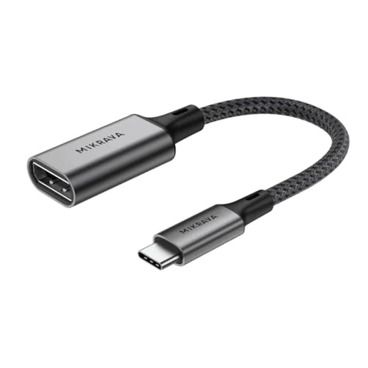 USB C DisplayPort Adaptörü 8K@60Hz 4K@240Hz 2K@360Hz, Thunderbolt 3/4/5 Uyumlu, Type C DP Adaptörü, iPhone 15 16 17 Serisi, MacBook iPad Pro Air, iMac, S26, Surface Pro, Dell vb. - 0.2 Metre