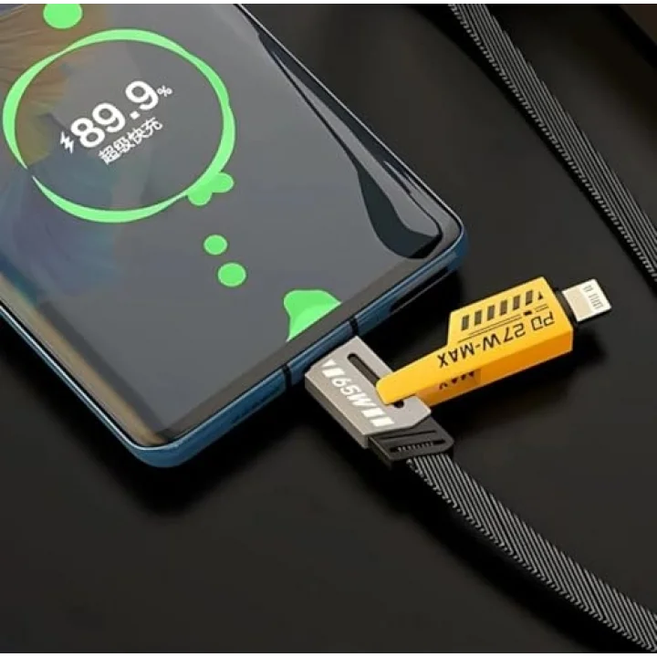 USB C DÜZ ÖRGÜLÜ HASIR AAA KALİTE 4 ü 1 arada 65/27 W 2 TO 2 FLAT FAST WIRE CABLE PD USB TYPE C İOS 4 LÜ ŞARJ KABLOSU VE VERİ AKTARIM DATA KABLO TÜM CİHAZLAR İÇİN GENİŞ UYUMLULUK HAYAT KURTARIR