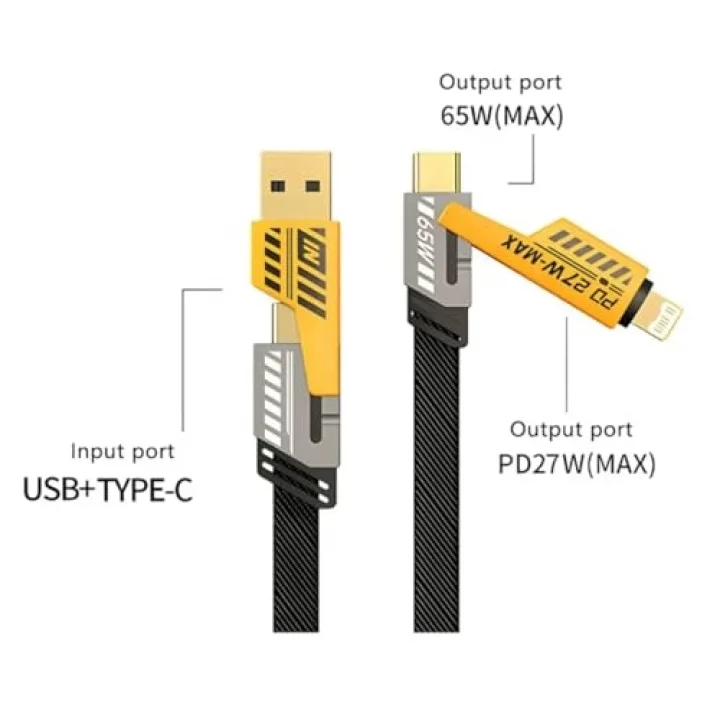 USB C DÜZ ÖRGÜLÜ HASIR AAA KALİTE 4 ü 1 arada 65/27 W 2 TO 2 FLAT FAST WIRE CABLE PD USB TYPE C İOS 4 LÜ ŞARJ KABLOSU VE VERİ AKTARIM DATA KABLO TÜM CİHAZLAR İÇİN GENİŞ UYUMLULUK HAYAT KURTARIR
