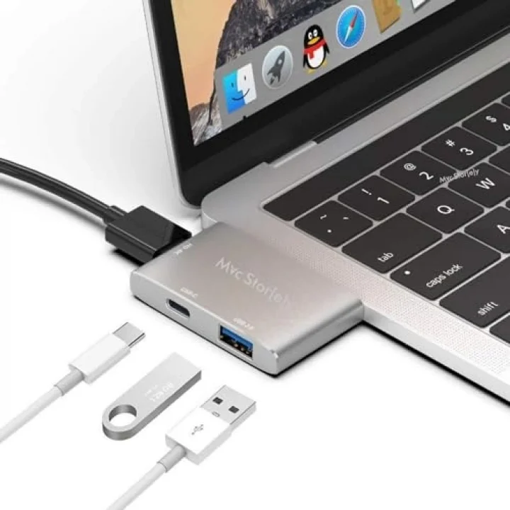 USB-C HDMI Adaptör, MacBook Air ve Pro Uyumlu Dual USB-C Hub, 4K HDMI Görüntü Aktarımı, USB 3.0 5Gbps Veri, 100W PD Şarj Geçişli, Alüminyum Çoklayıcı Gri