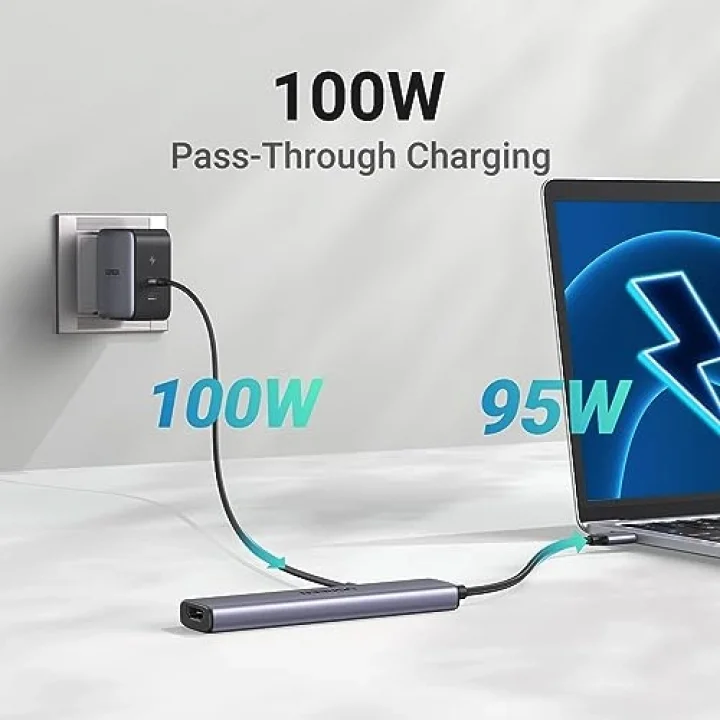 USB C Hub, PD 100W, 4K HDMI, MacBook Pro/Air, iPad Pro/Air, Surface Pro/Go, Galaxy Tab, Galaxy S23/S22 vb. ile uyumlu USB A 3.0.