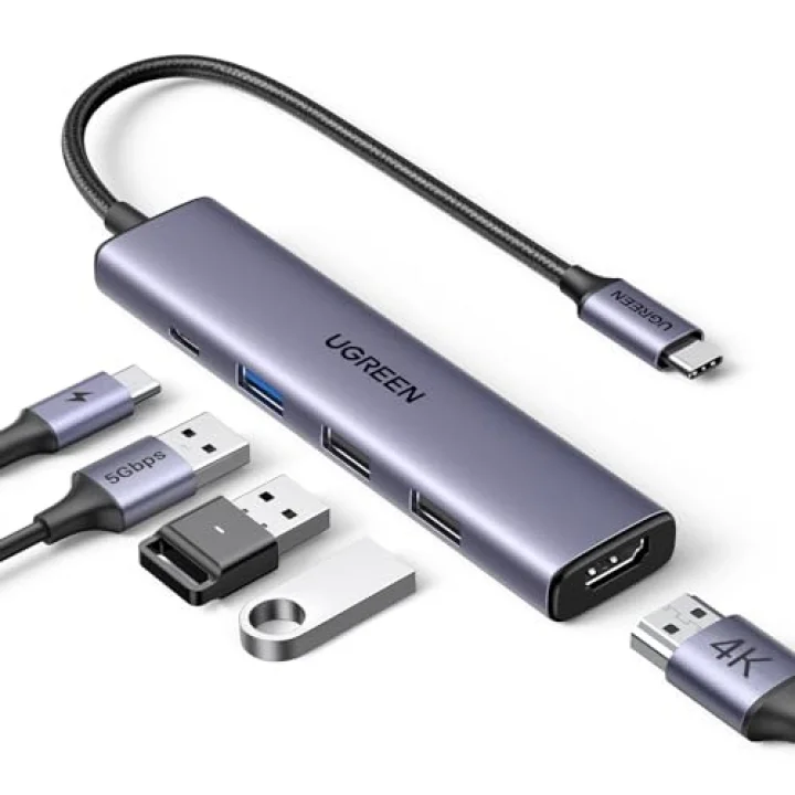 USB C Hub, PD 100W, 4K HDMI, MacBook Pro/Air, iPad Pro/Air, Surface Pro/Go, Galaxy Tab, Galaxy S23/S22 vb. ile uyumlu USB A 3.0.