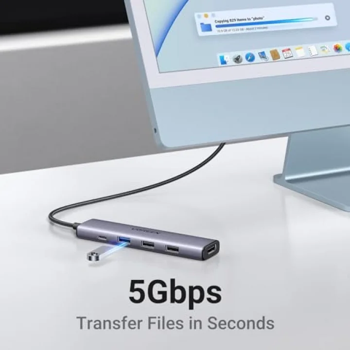 USB C Hub, PD 100W, 4K HDMI, MacBook Pro/Air, iPad Pro/Air, Surface Pro/Go, Galaxy Tab, Galaxy S23/S22 vb. ile uyumlu USB A 3.0.