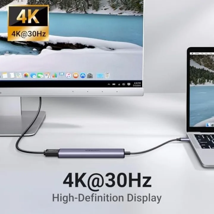 USB C Hub, PD 100W, 4K HDMI, MacBook Pro/Air, iPad Pro/Air, Surface Pro/Go, Galaxy Tab, Galaxy S23/S22 vb. ile uyumlu USB A 3.0.
