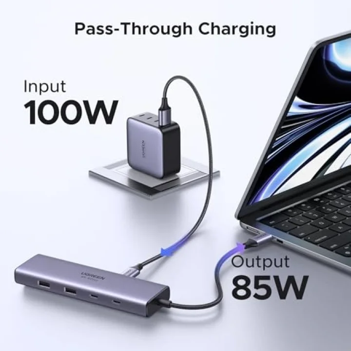 USB C Hub USB C/USB A Port, 4k 60Hz HDMI, PD 100W, Ethernet, SD/TF Card Slots Adapter