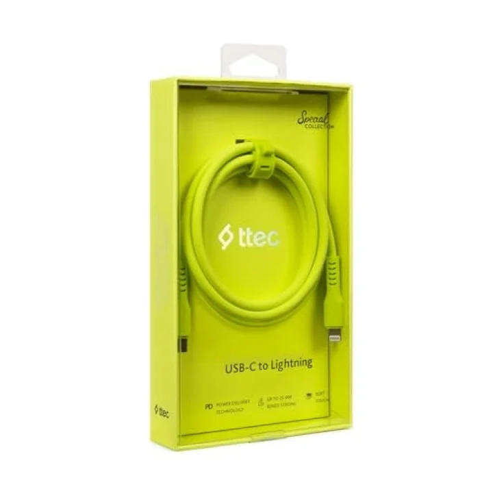 USB-C - Lightning Hızlı Şarj Kablosu 120cm Neon (Neon Sarı)