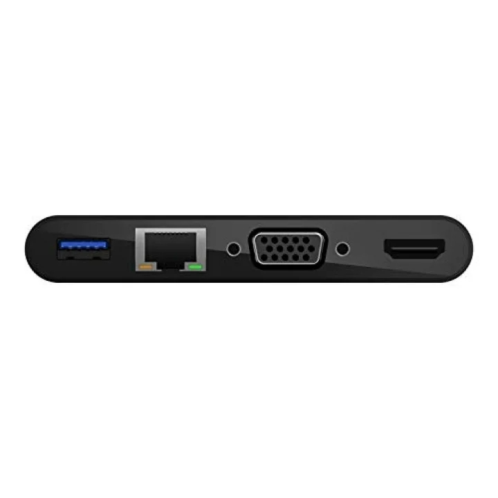 USB-C Multimedia Adaptörü (VGA, 4K HDMI, USB 3.0, Ethernet Bağlantı Noktalı USB-C Hub) MacBook Pro, iPad Pro, Surface Pro, Chromebook ve daha fazlası için 100 W Doğrudan İletimli Güç