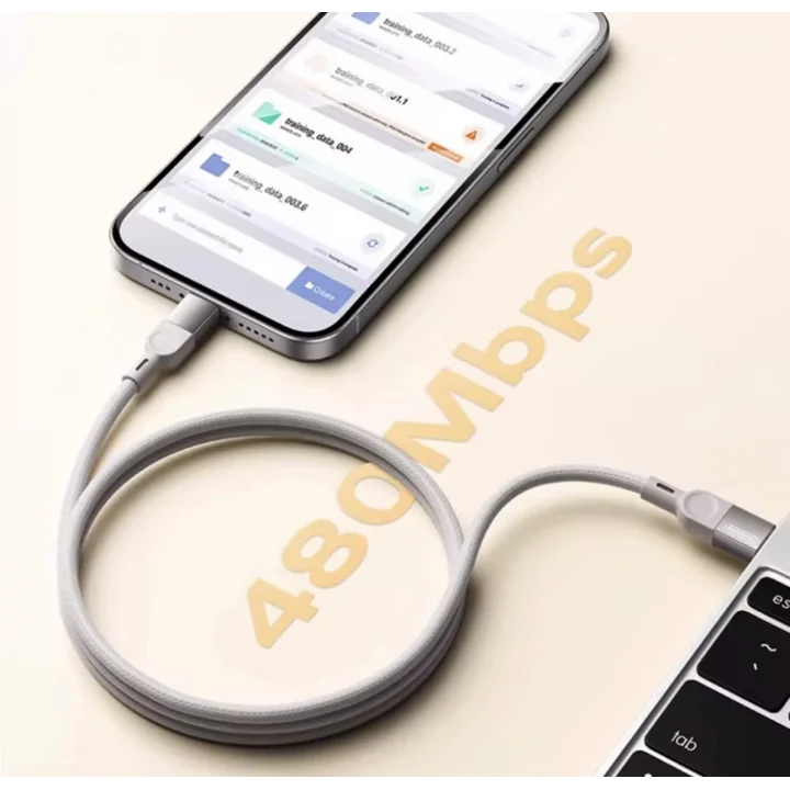USB-C Şarj Kablosu, Örgülü Naylon, Gri, Hızlı Şarj, Type-c to Type-c, Manyetik Kablo, 1 Metre