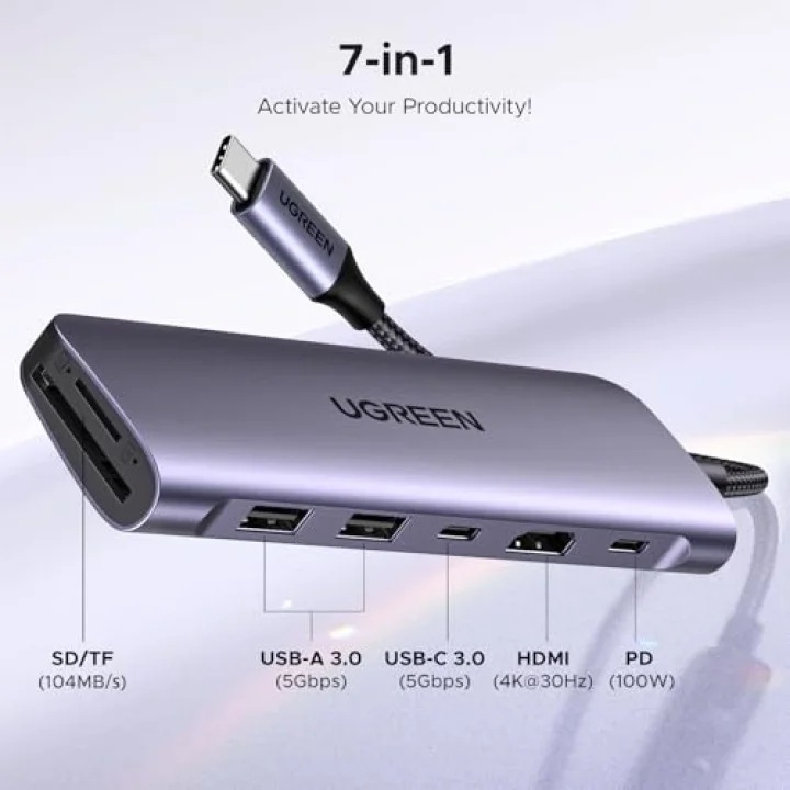 USB C to 4K HDMI 100W PD 2xUSB-A SD Micro SD Kart Okuyucu Dönüştürücü Çoklayıcı Hub