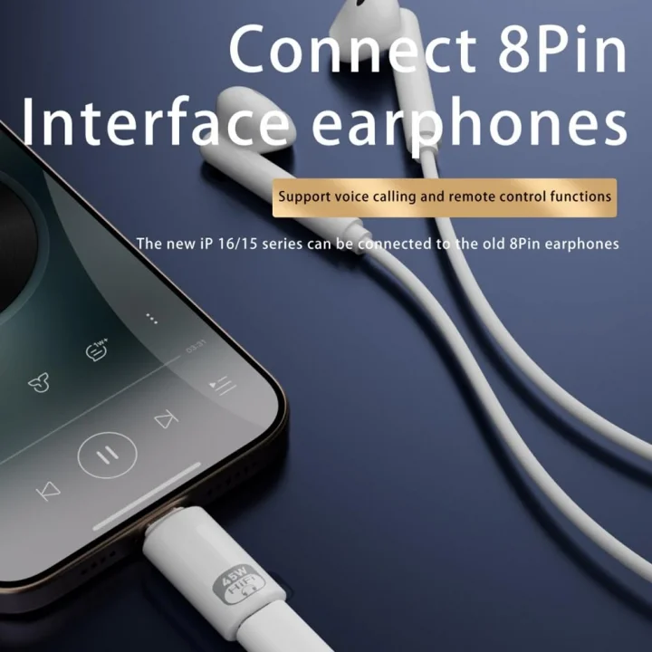 USB-C to Lightning 8Pin Adaptör, Kulaklık uyumlu 45W Hızlı Şarj, Ses + Şarj Destekli, USB 2.0 Veri Transferi OTGTO