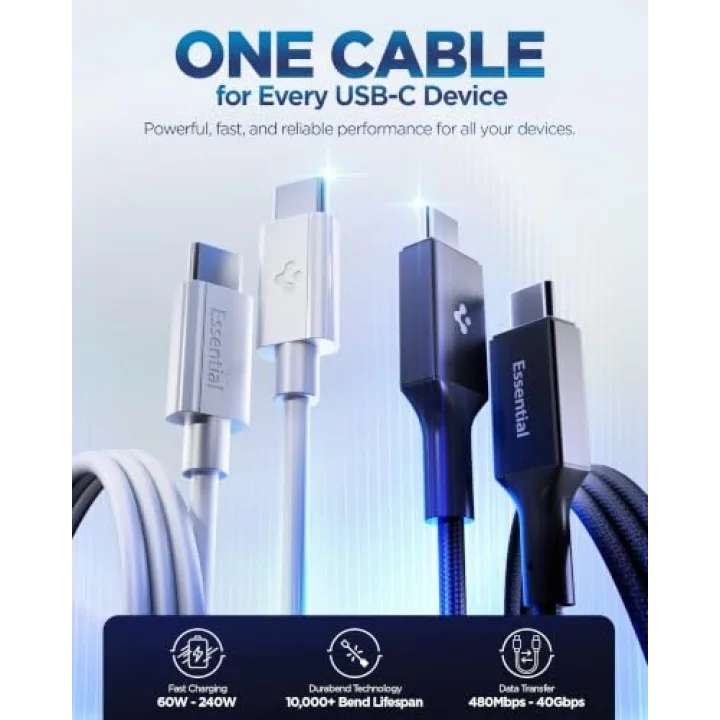 USB-C to USB-C 1 Metre Kablo 100W Güç/PPS 2.0 Super Hızlı Şarj / 5 Gbps (E-Marker Çip) Data Hızı/USB 3.2 Type-C Ekstra Dayanıklı MFI Lisanslı Siyah - ACA09459 ( TR Garantili)