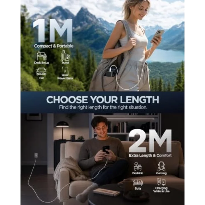 USB-C to USB-C 1.2 Metre Kablo 240W Güç/PPS 2.0 Super Hızlı Şarj / 40Gbps (E-Marker Çip) Data / 8K Görüntü Aktarım / USB4 Gen3 Type-C Ekstra Dayanıklı Beyaz - ACA08776 ( TR Garantili)