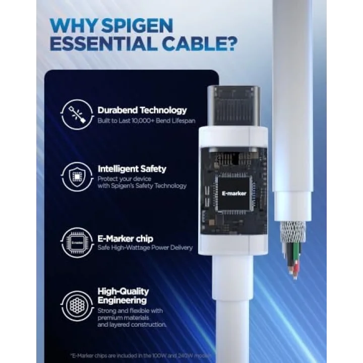 USB-C to USB-C 2 Metre Kablo 100W Güç/PPS 2.0 Super Hızlı Şarj / 5 Gbps (E-Marker Çip) Data Hızı/USB 3.2 Type-C Ekstra Dayanıklı MFI Lisanslı Beyaz - ACA08775 ( TR Garantili)