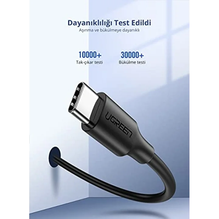 USB C to USB C 3A Hızlı Şarj ve Data Kablosu Beyaz 50 CM