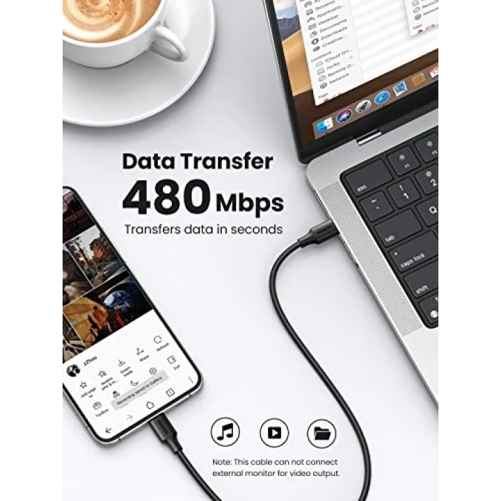 USB C to USB C 3A Hızlı Şarj ve Data Kablosu Siyah 2 Metre