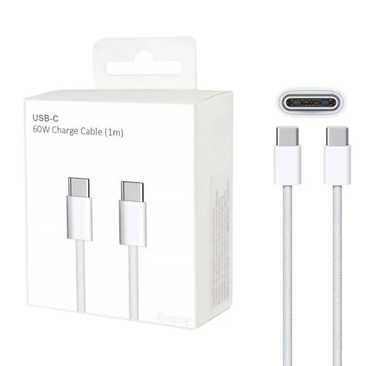 USB-C to USB-C Hızlı Şarj Kablosu Type-C 60W PD, 1m Örgülü Şarj Kablosu; iPhone 15 16 17 Pro Max, Samsung S24 S23 Ultra, iPad Pro ve USB-C Cihazlarla Uyumlu - Bydiz