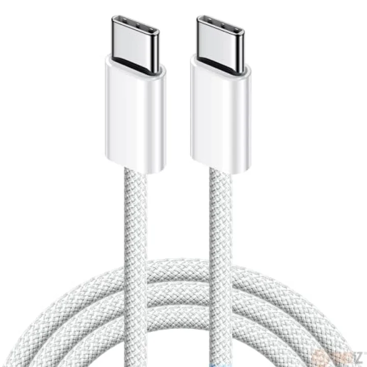 USB-C to USB-C Hızlı Şarj Kablosu Type-C 60W PD, 1m Örgülü Şarj Kablosu; iPhone 15 16 17 Pro Max, Samsung S24 S23 Ultra, iPad Pro ve USB-C Cihazlarla Uyumlu - Bydiz