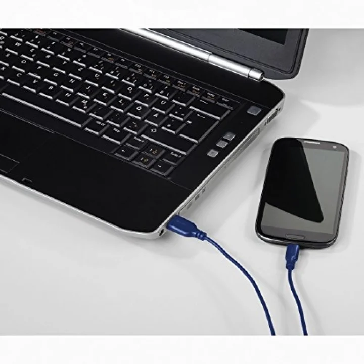 USB-C - USB-A 0.75 Metre USB Kablo, Mavi