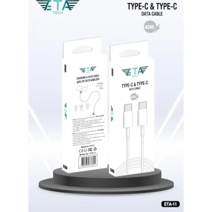 USB-C - USB-C 45Watt PD TYPE-C PD/QC Hızlı Şarj/Data Kablosu Beyaz Hızlı Şarj & Data Kablosu,1Metre