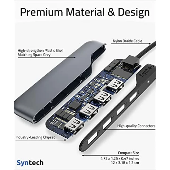 USB C - USB Hub 4 Bağlantı Noktası, Tip C - USB 3.0 Hub, USB C - USB Adaptörü (USB 2.0), Thunderbolt 3 - USB Hub Thunderbolt 4 MacBook Pro, iPad Pro, iMac, Surface ile Uyumlu
