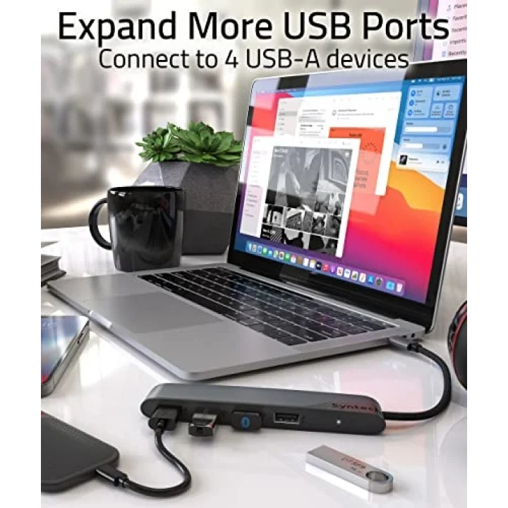 USB C - USB Hub 4 Bağlantı Noktası, Tip C - USB 3.0 Hub, USB C - USB Adaptörü (USB 2.0), Thunderbolt 3 - USB Hub Thunderbolt 4 MacBook Pro, iPad Pro, iMac, Surface ile Uyumlu