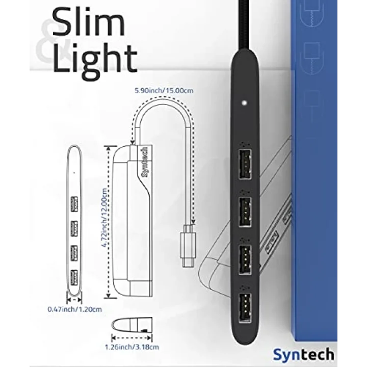 USB C - USB Hub 4 Bağlantı Noktası, Tip C - USB 3.0 Hub, USB C - USB Adaptörü (USB 2.0), Thunderbolt 3 - USB Hub Thunderbolt 4 MacBook Pro, iPad Pro, iMac, Surface ile Uyumlu