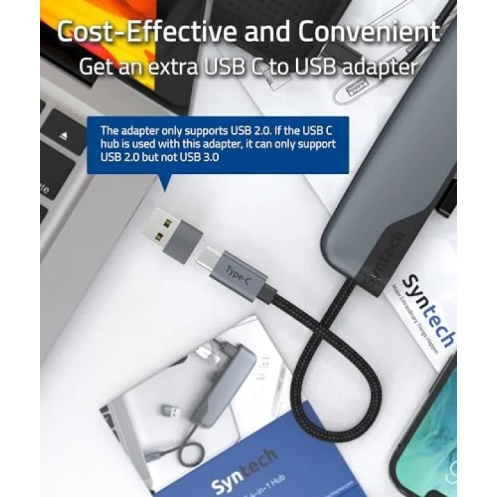 USB C - USB Hub 4 Bağlantı Noktası, Tip C - USB 3.0 Hub, USB C - USB Adaptörü (USB 2.0), Thunderbolt 3 - USB Hub Thunderbolt 4 MacBook Pro, iPad Pro, iMac, Surface ile Uyumlu
