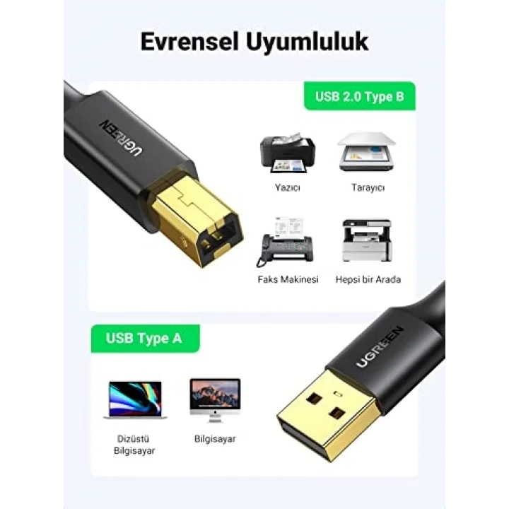 USB den USB-B ye Yazıcı Tarayıcı Kablosu, 1.5 Metre