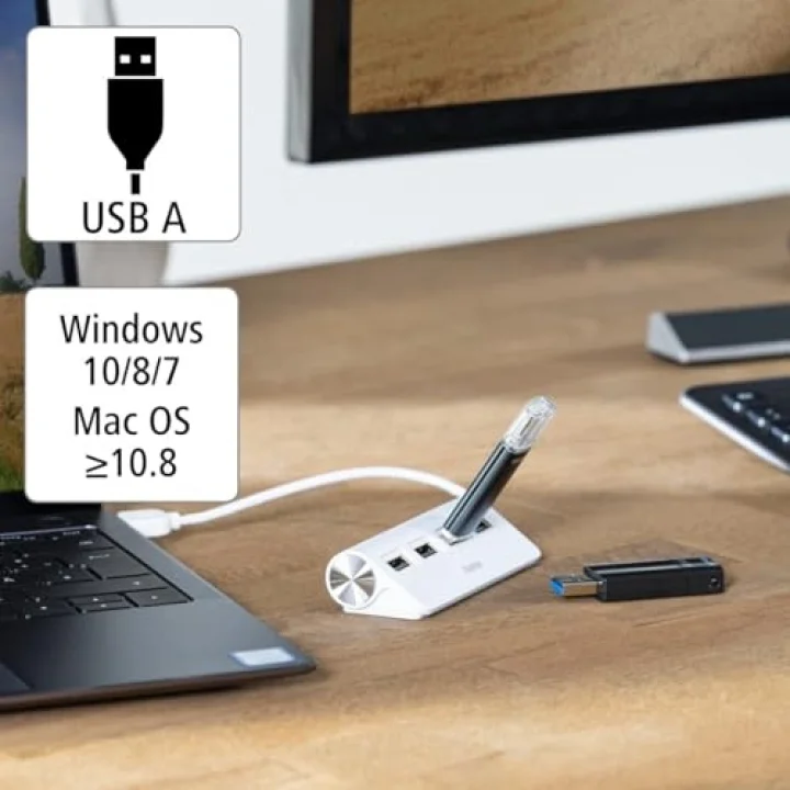 USB Hub, 4 Ports, USB 2.0, 480 Mbit/s, beyaz