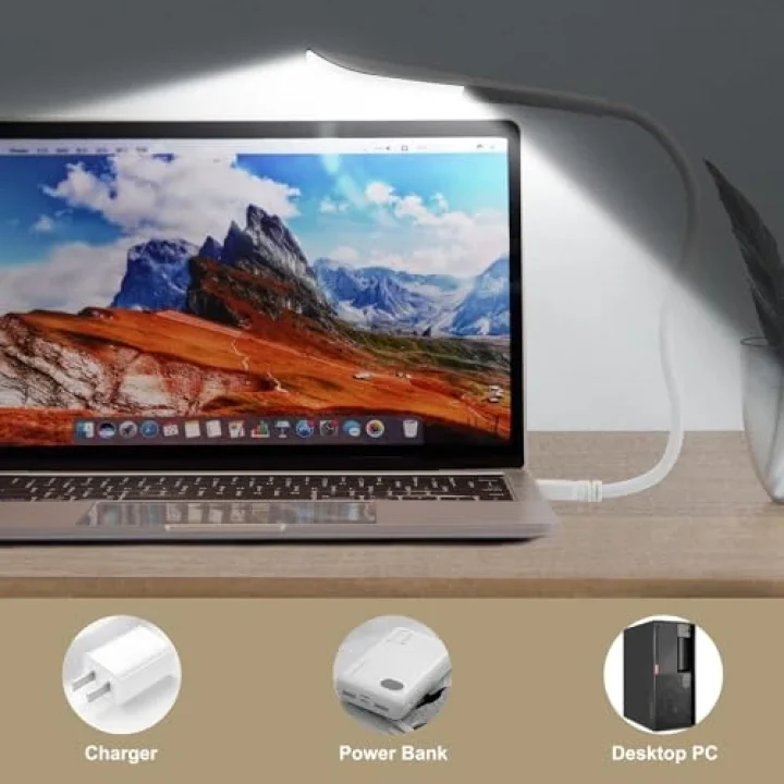 USB lamba, kısılabilir USB ışık, 2,8W esnek klavye ışığı, PC bilgisayar için, 14 LED inci, 3 kademeli ayarlanabilir parlaklık, açma/kapama dokunmatik şalteri, D10 USB LED (Beyaz)