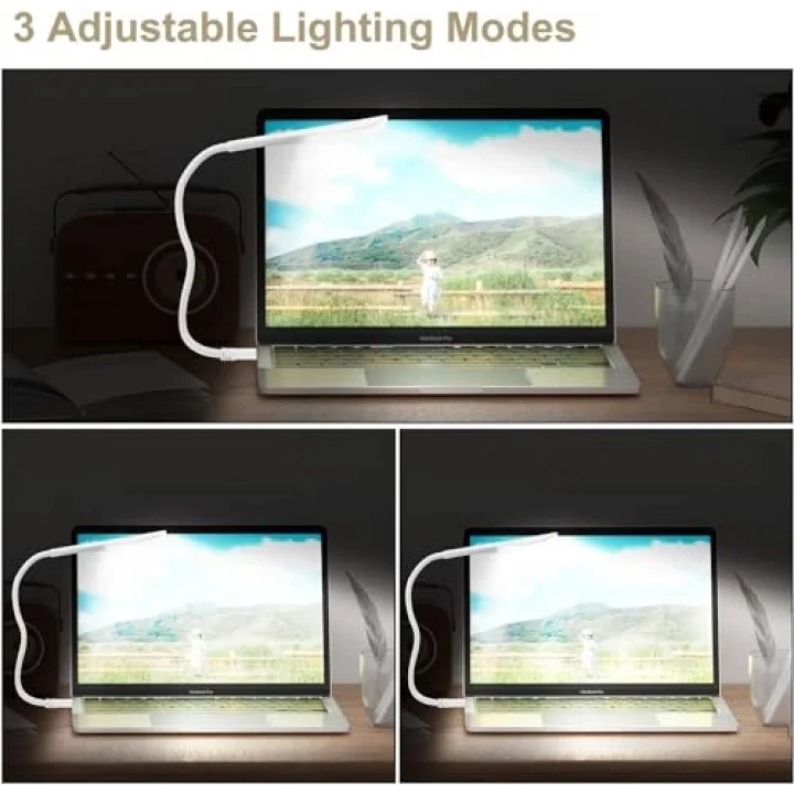 USB lamba, kısılabilir USB ışık, 2,8W esnek klavye ışığı, PC bilgisayar için, 14 LED inci, 3 kademeli ayarlanabilir parlaklık, açma/kapama dokunmatik şalteri, D10 USB LED (Beyaz)