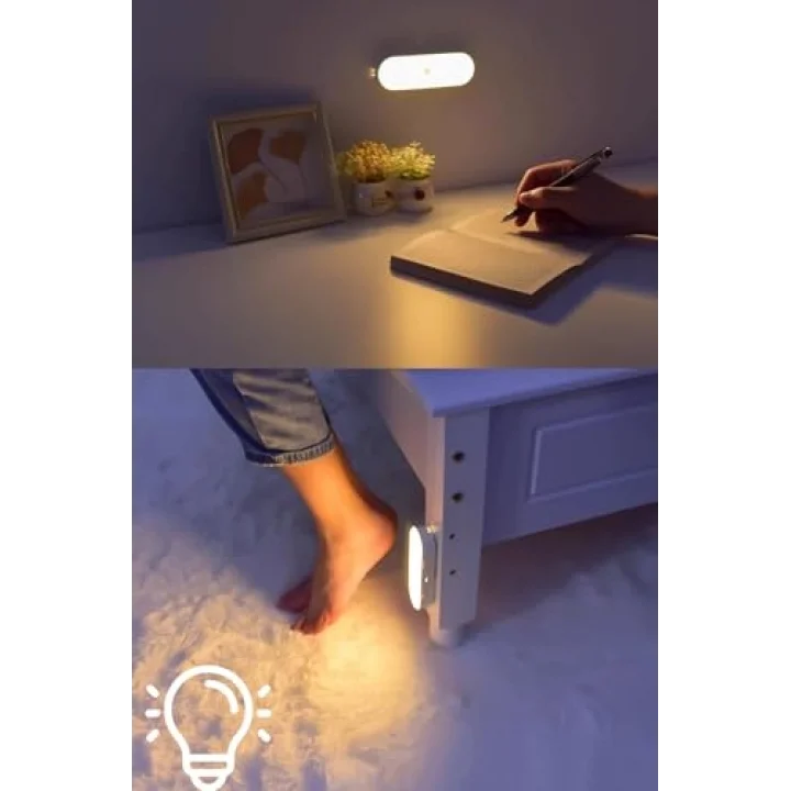 USB Şarjlı LED Işık, Hareket Sensörlü, Beyaz Işık, Oda, Mutfak, Salon ve Merdiven için Taşınabilir Lamba