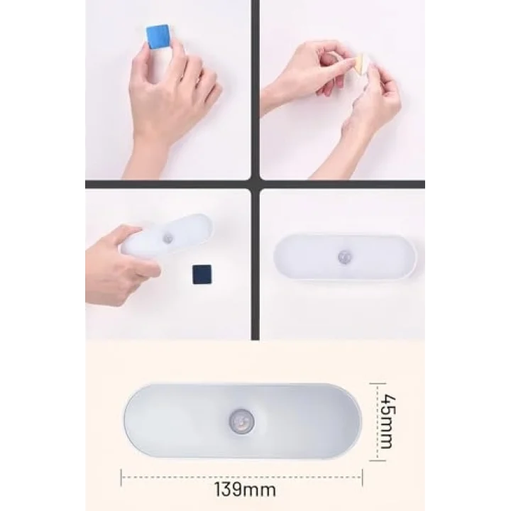 USB Şarjlı LED Işık, Hareket Sensörlü, Beyaz Işık, Oda, Mutfak, Salon ve Merdiven için Taşınabilir Lamba